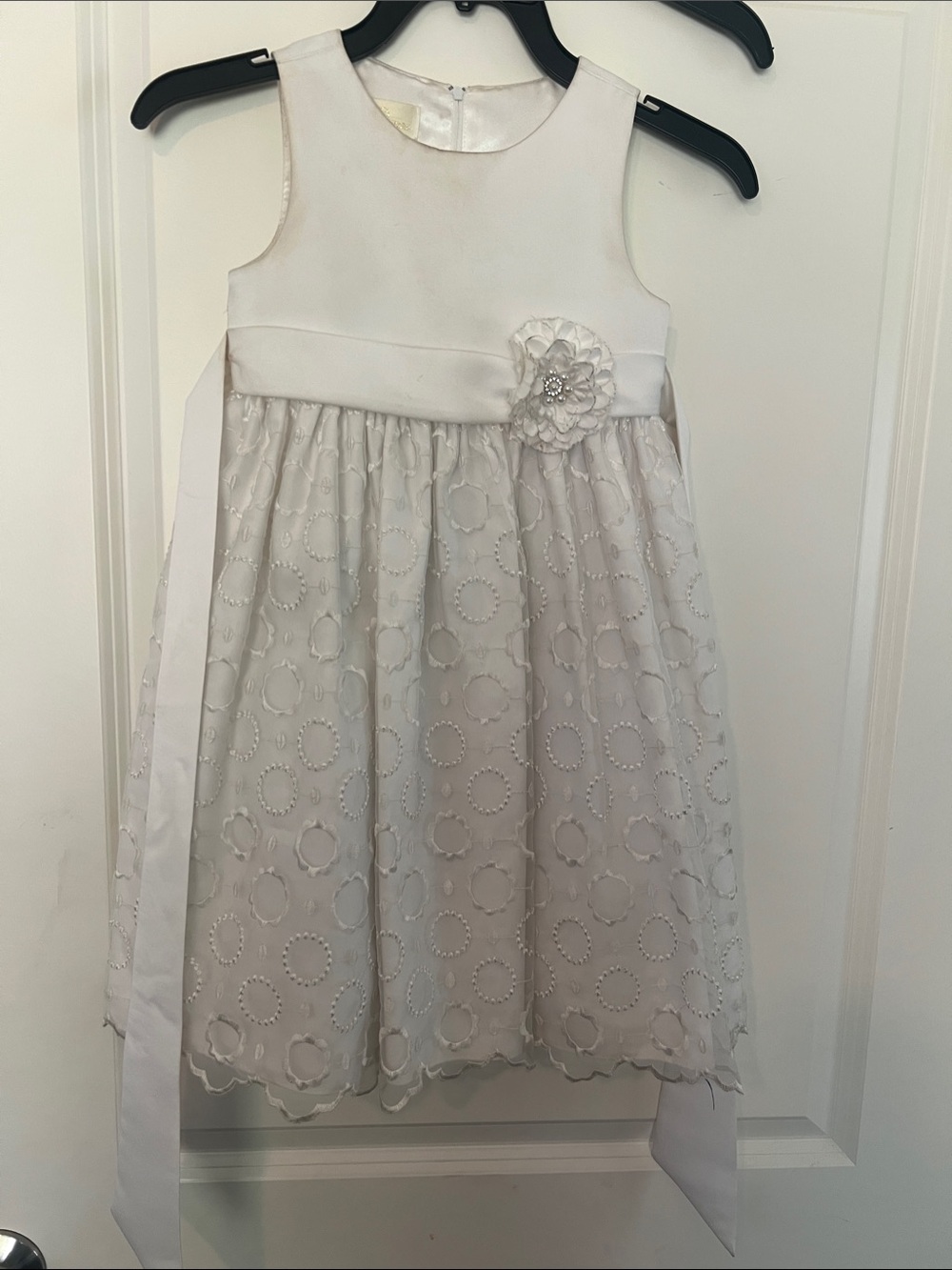 American Princess Ivory Floral Appliqué Sash Dress (Will need to be dry cleaned)